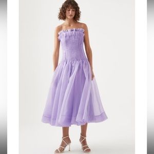 Aje Horizon Pintucked Midi Dress in lilac
